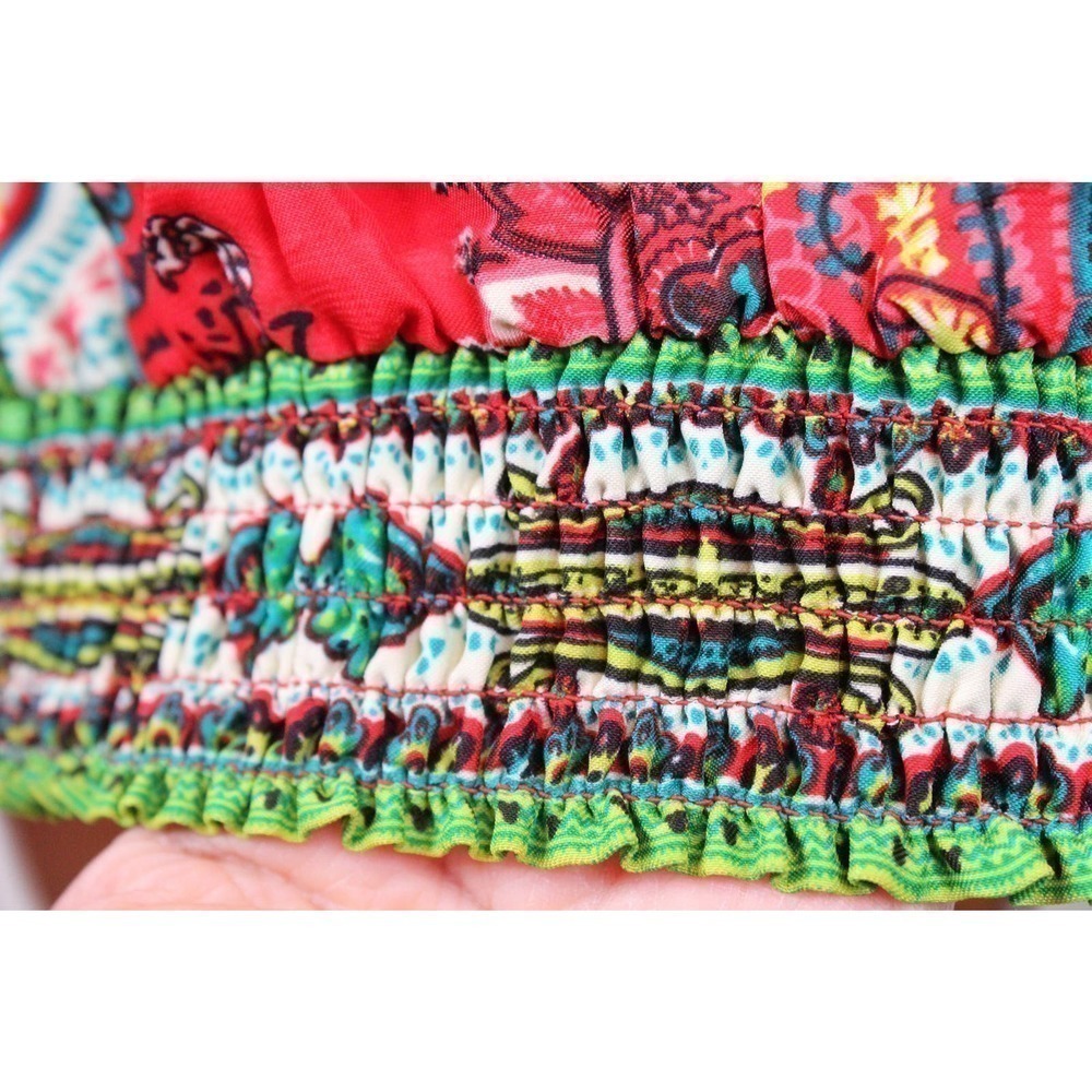 ECI Cold Shoulder Long Sleeve Blouse Multicolor Red, Pink, Green, White Size M - Picture 13 of 16